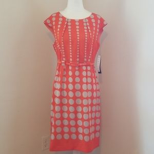 NWT I lE Orange & Cream Polka Dot Dress